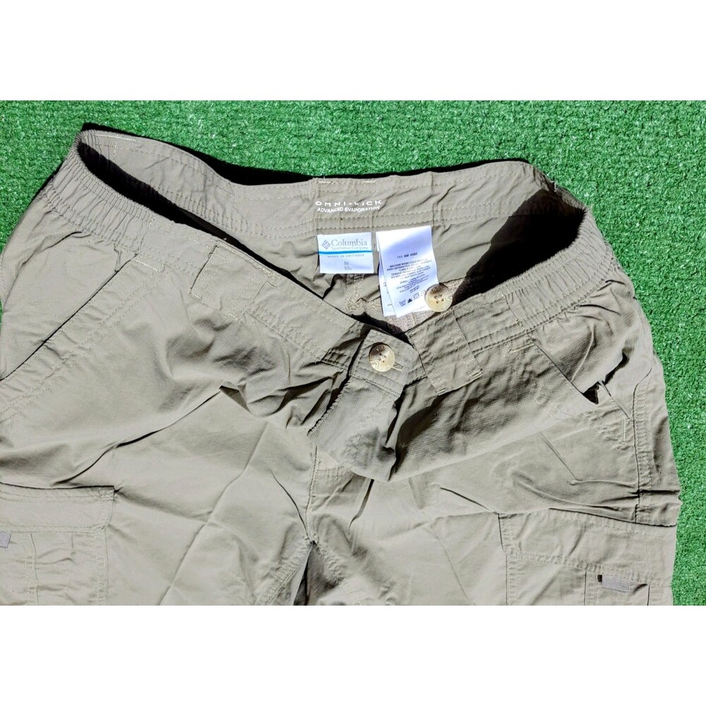 Columbia Mens Medium Hiking/Fishing Olive Green Omni-Wick Nylon Cargo Shorts EUC - Picture 2 of 3